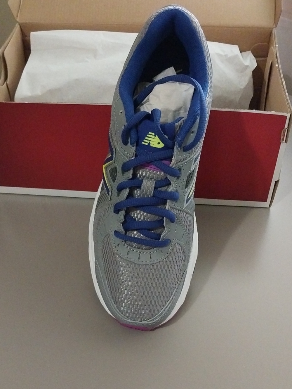 Brand New!New Balance Women's Grey Athletic Sneaker with Blue and Purple Accents